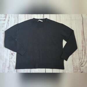 Everlane Crew Neck 100% Cotton Soft Sweater Black Boxy Small EUC
